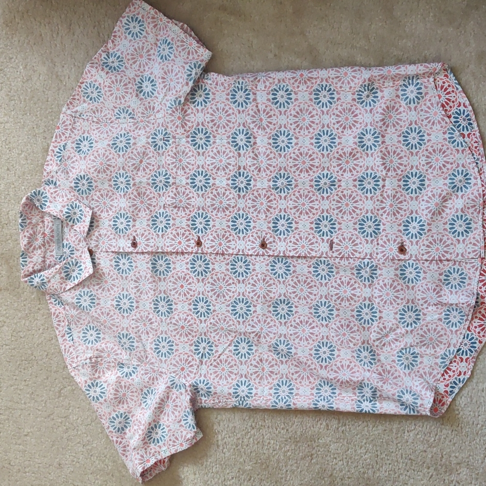 Outerknown Red and Blue Casual Button Down Shirt